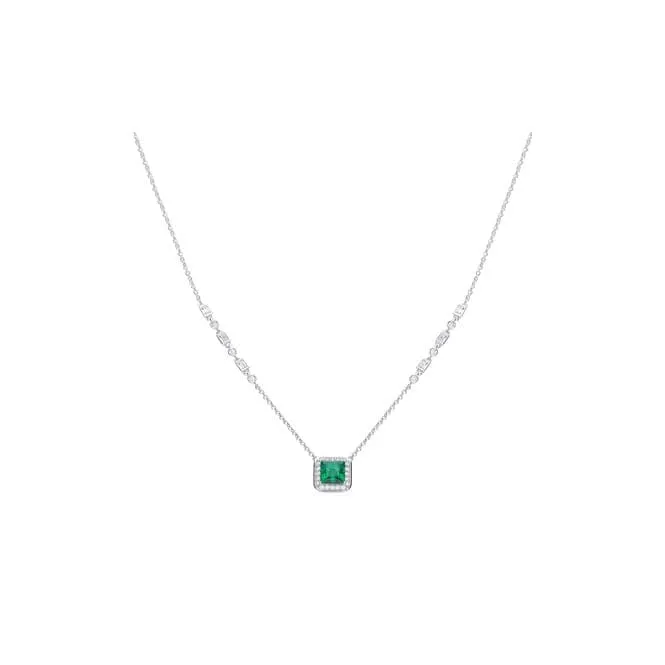 Art Deco Style Emerald Cubic Zirconia Pave Necklace N4402
