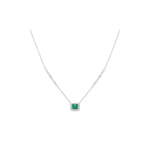 Art Deco Style Emerald Cubic Zirconia Pave Necklace N4402