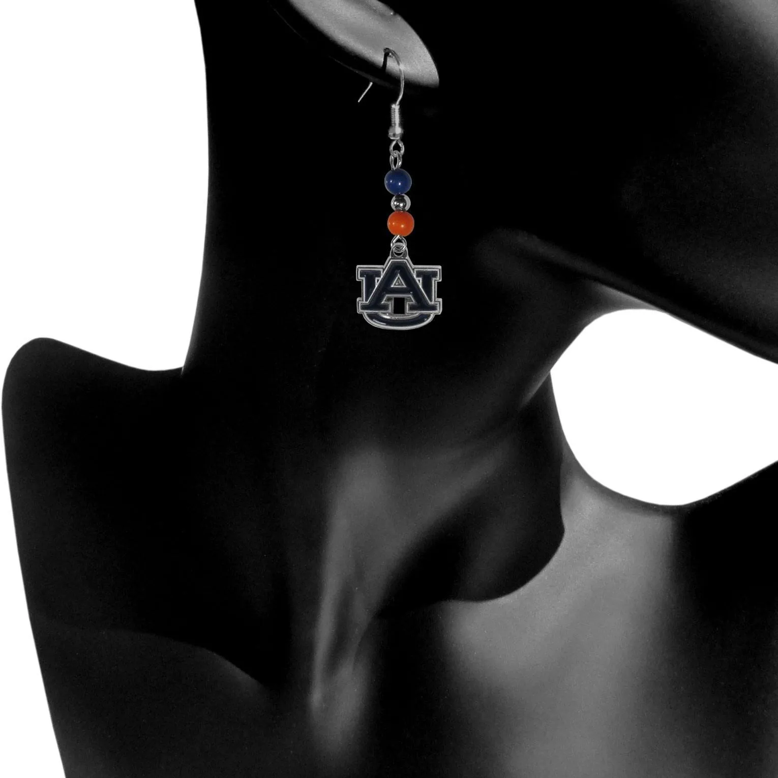Auburn Tigers Fan Bead Dangle Earrings