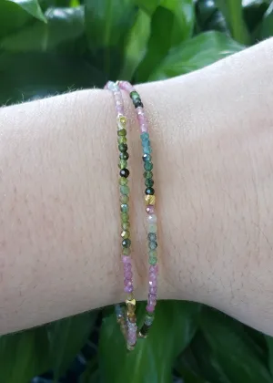 AVF Rainbow Tourmaline Beaded Double Strand Bracelet (SI2307 &SI3671)