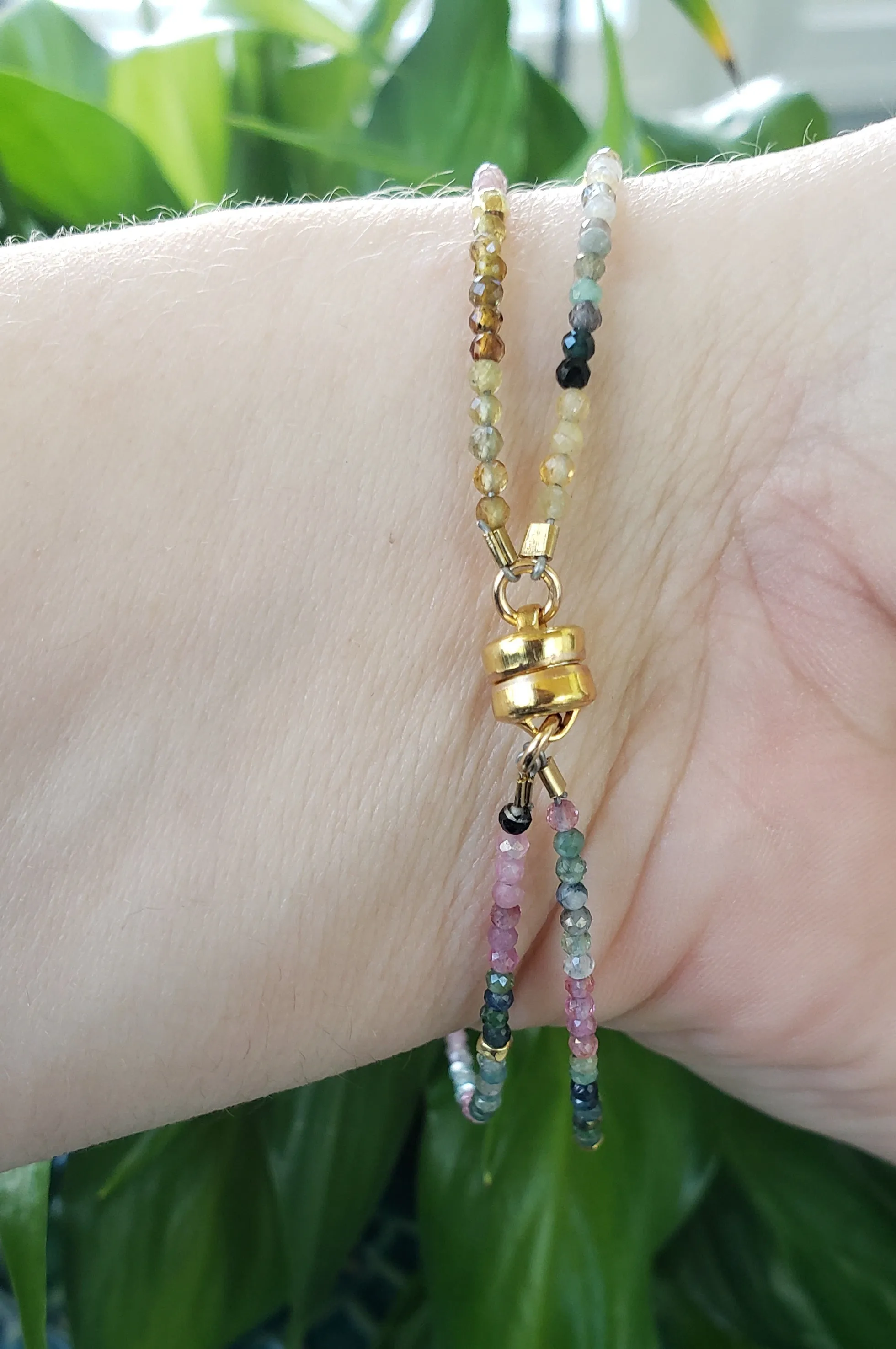 AVF Rainbow Tourmaline Beaded Double Strand Bracelet (SI2307 &SI3671)
