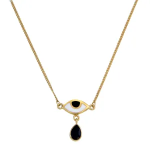 BEJEWELLED EYE NECKLACE BLACK ONYX - GOLD