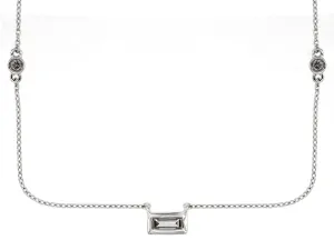 Bezel Set Emerald Cut Diamond Necklace with Stations