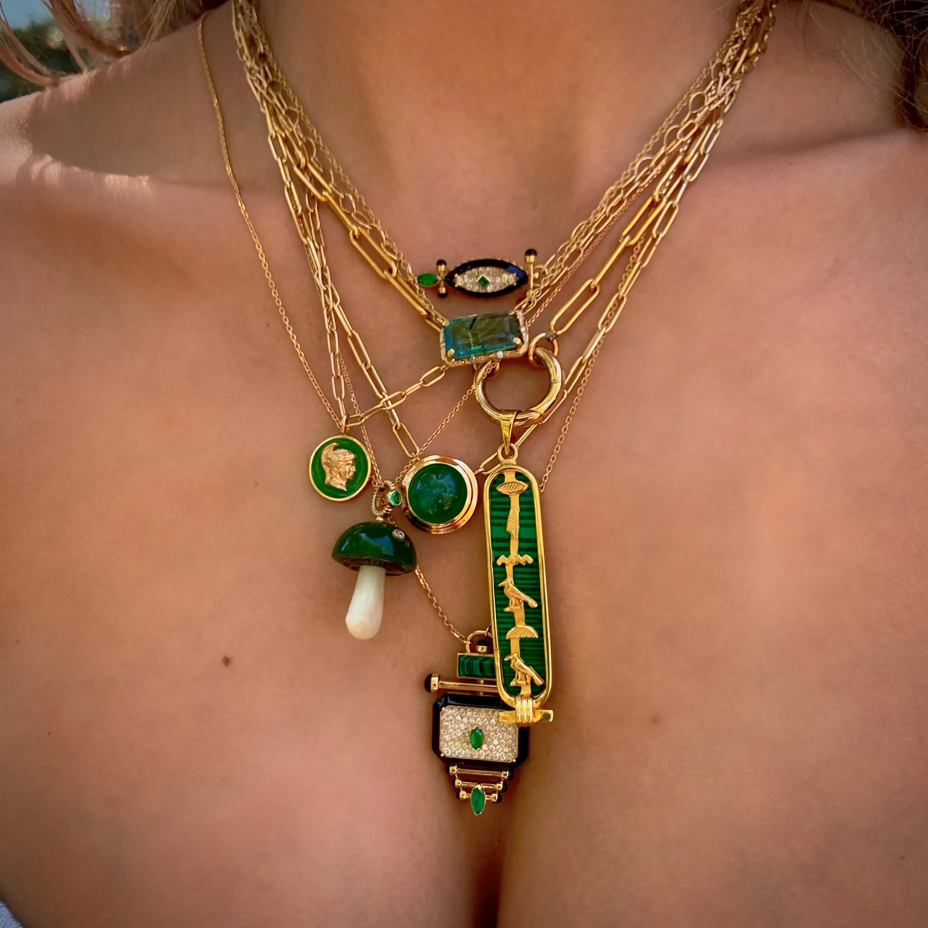 Bezel-Set Emerald Pendant Necklace