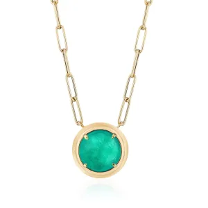 Bezel-Set Emerald Pendant Necklace