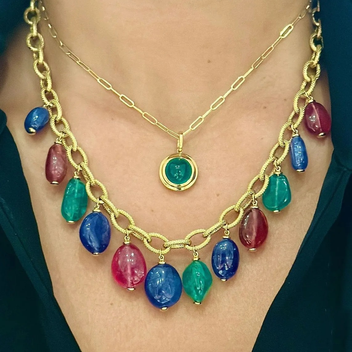 Bezel-Set Emerald Pendant Necklace