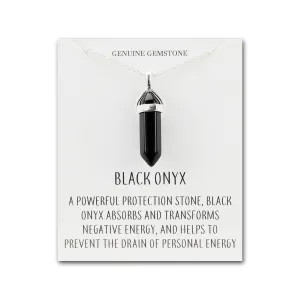 Black Onyx Gemstone Necklace with Quote Card