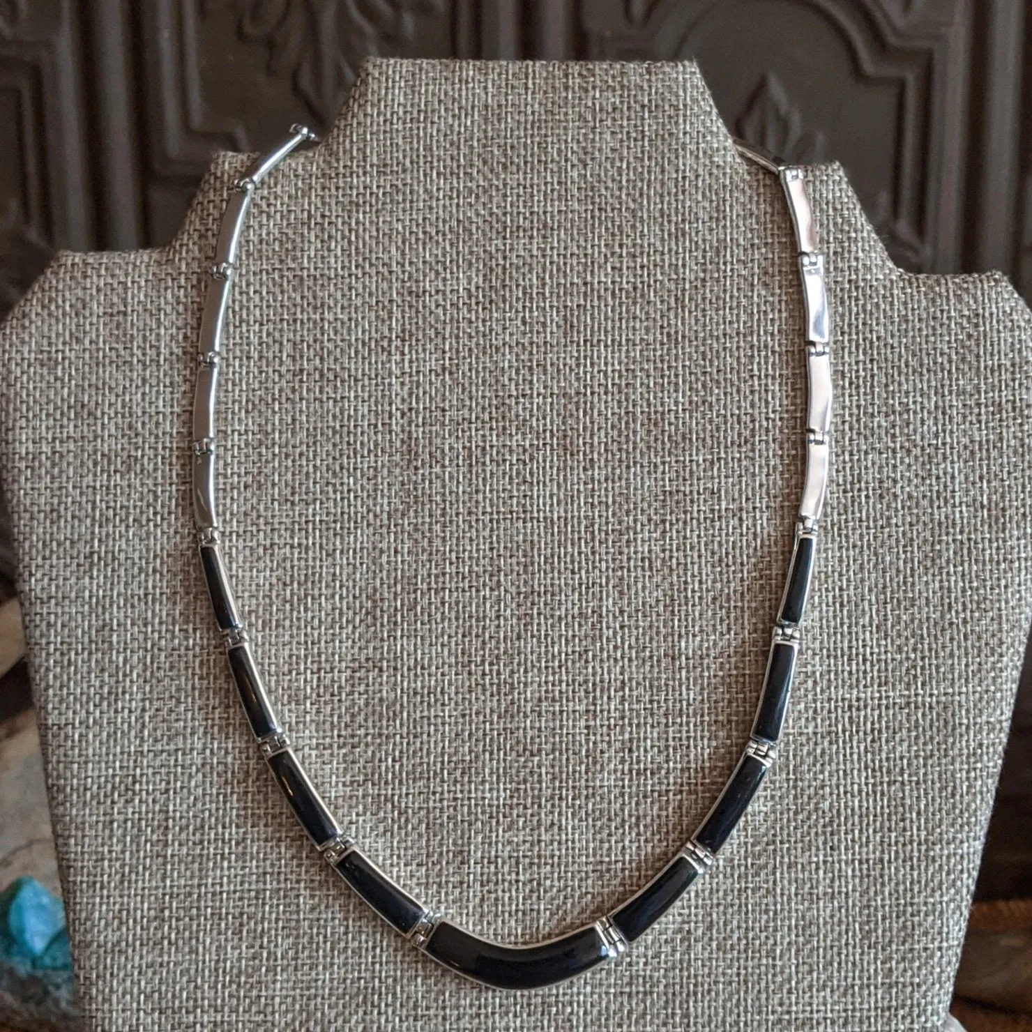 Black Onyx Linked Necklace & Earrings by Bobby Johnson SWSG-JWS-0005