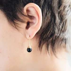 Black Onyx teardrop earrings- WS
