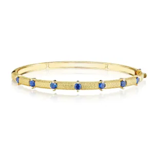 Blue Sapphire Antique Amulet Round Station Bangle