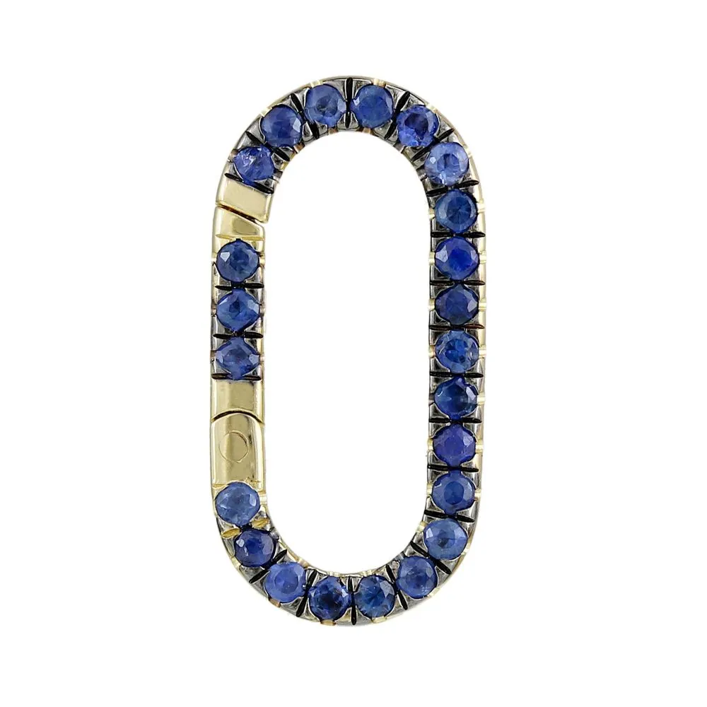 Blue Sapphire Rectangle Push in Clicker Charm Enhancer 8.30x17.50mm