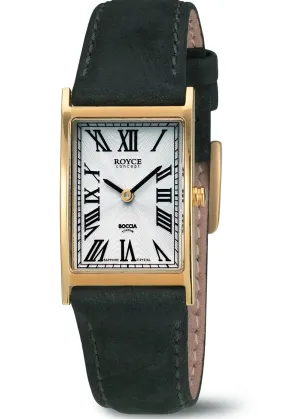 BOCCIA LADIES TITANIUM YELLOW GOLD ROMAN BLACK LEATHER  3285-09
