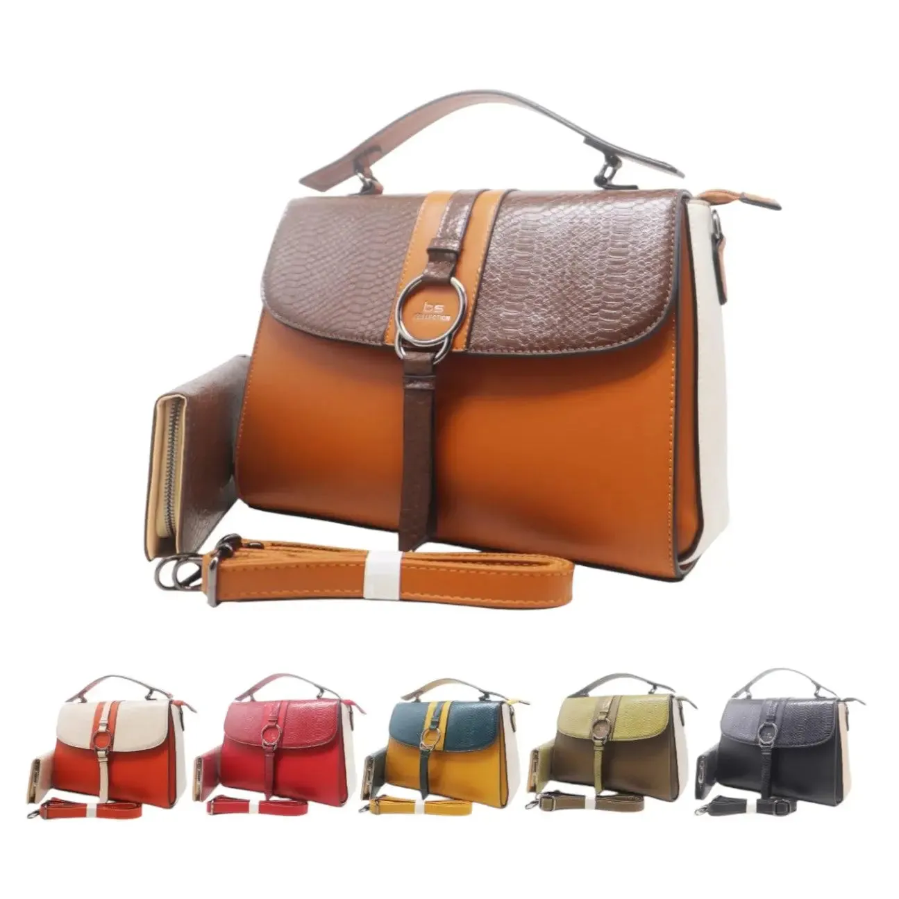 BS Fashion Flap Crossbody Handbag Set with Wallet