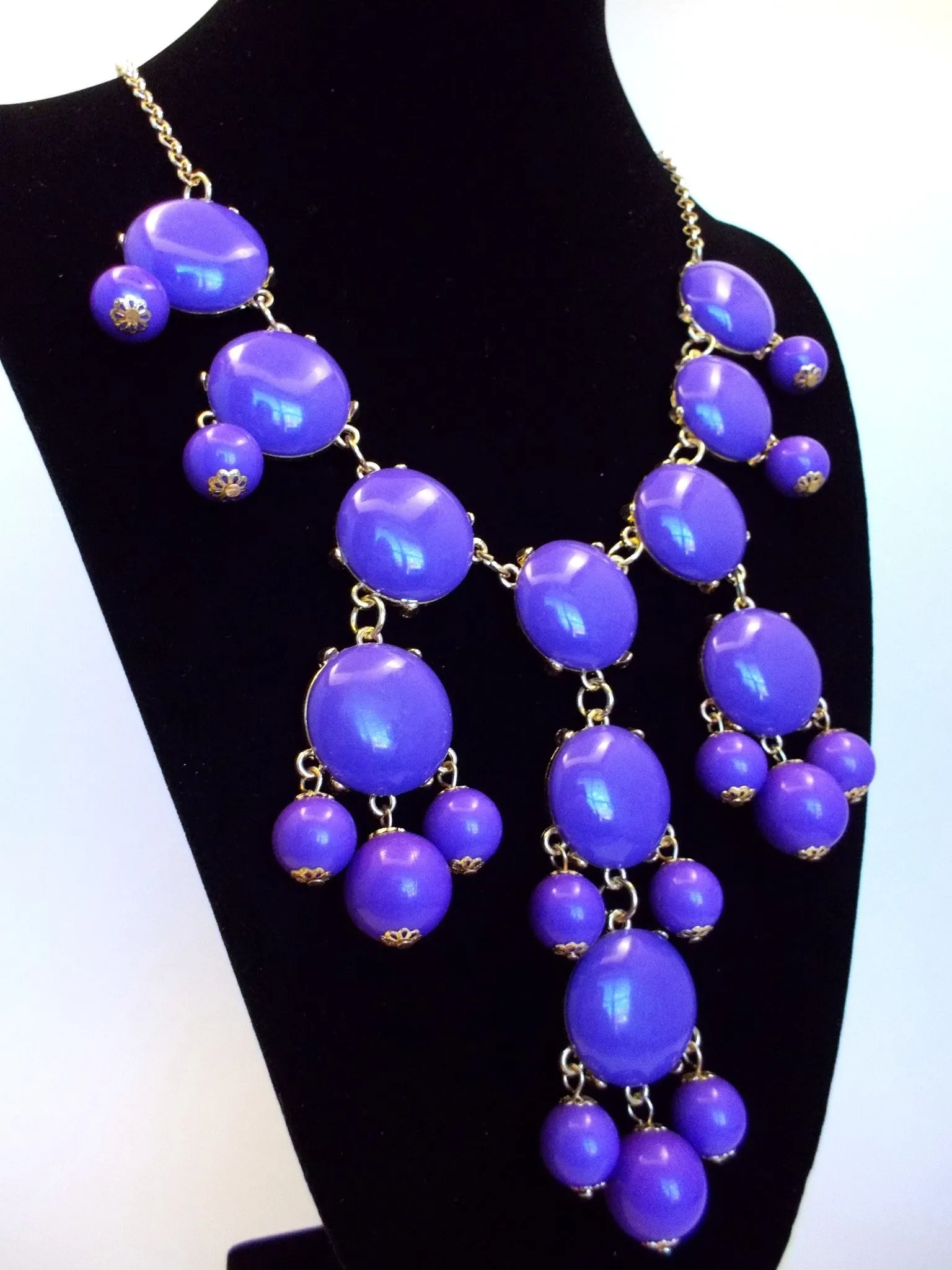 Bubble Statement Necklace- Purple