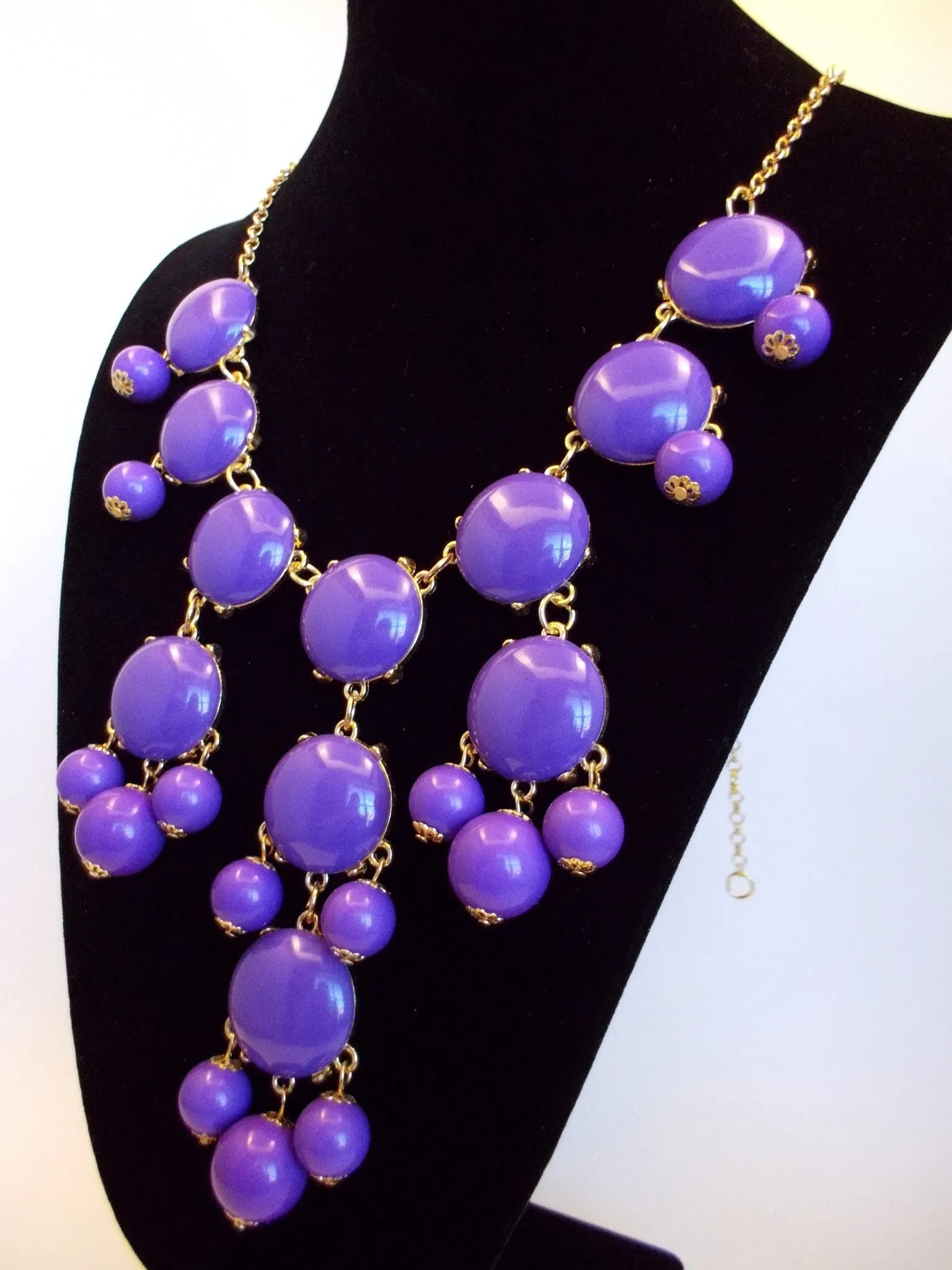 Bubble Statement Necklace- Purple