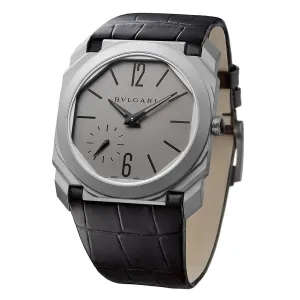 Bulgari Octo Finissimo Titanium with Black Leather Strap  Watch