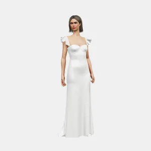 Bustier w/ ruffle straps  column with slit