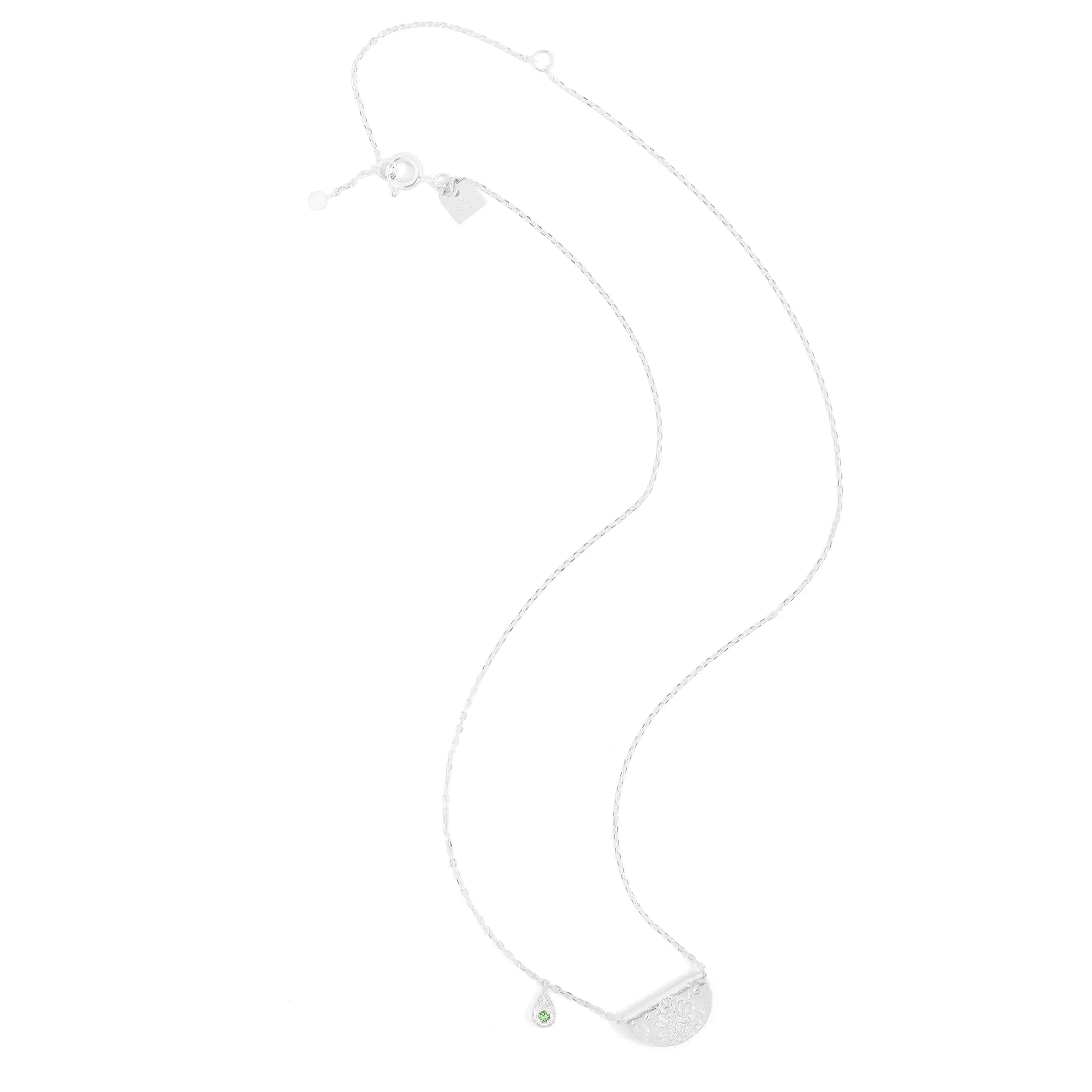 By Charlotte Lotus Birthstone Necklace (May), Silver