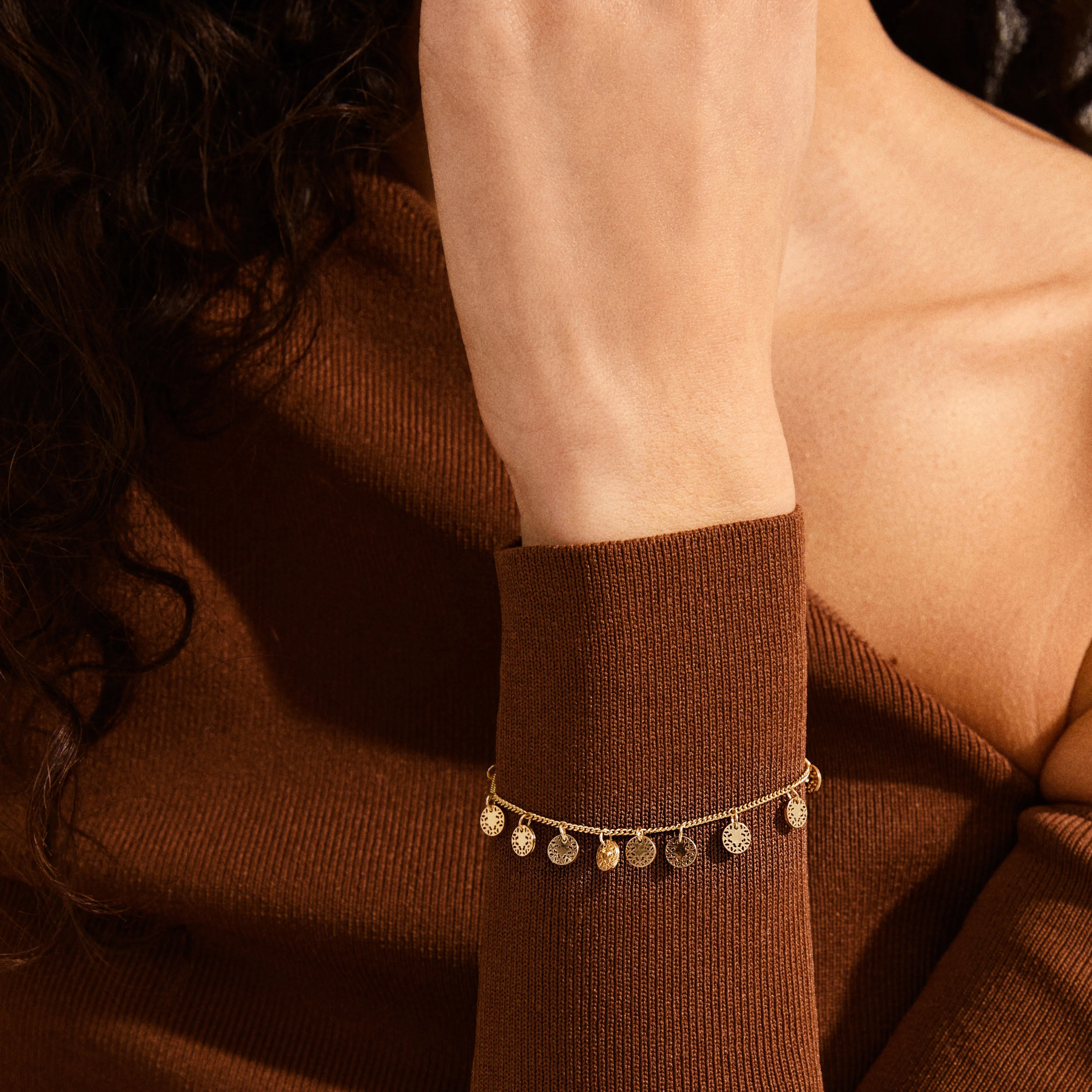 CAROL small fifigree coins bracelet rosegold-plated