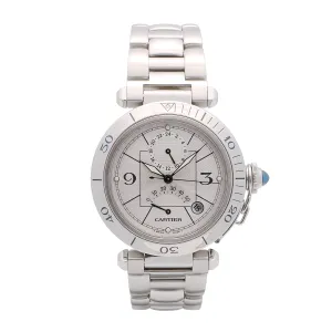 Cartier Pasha GMT Power Reserve Silver Dial 38mm Automatic W31037H3 (Preowned)