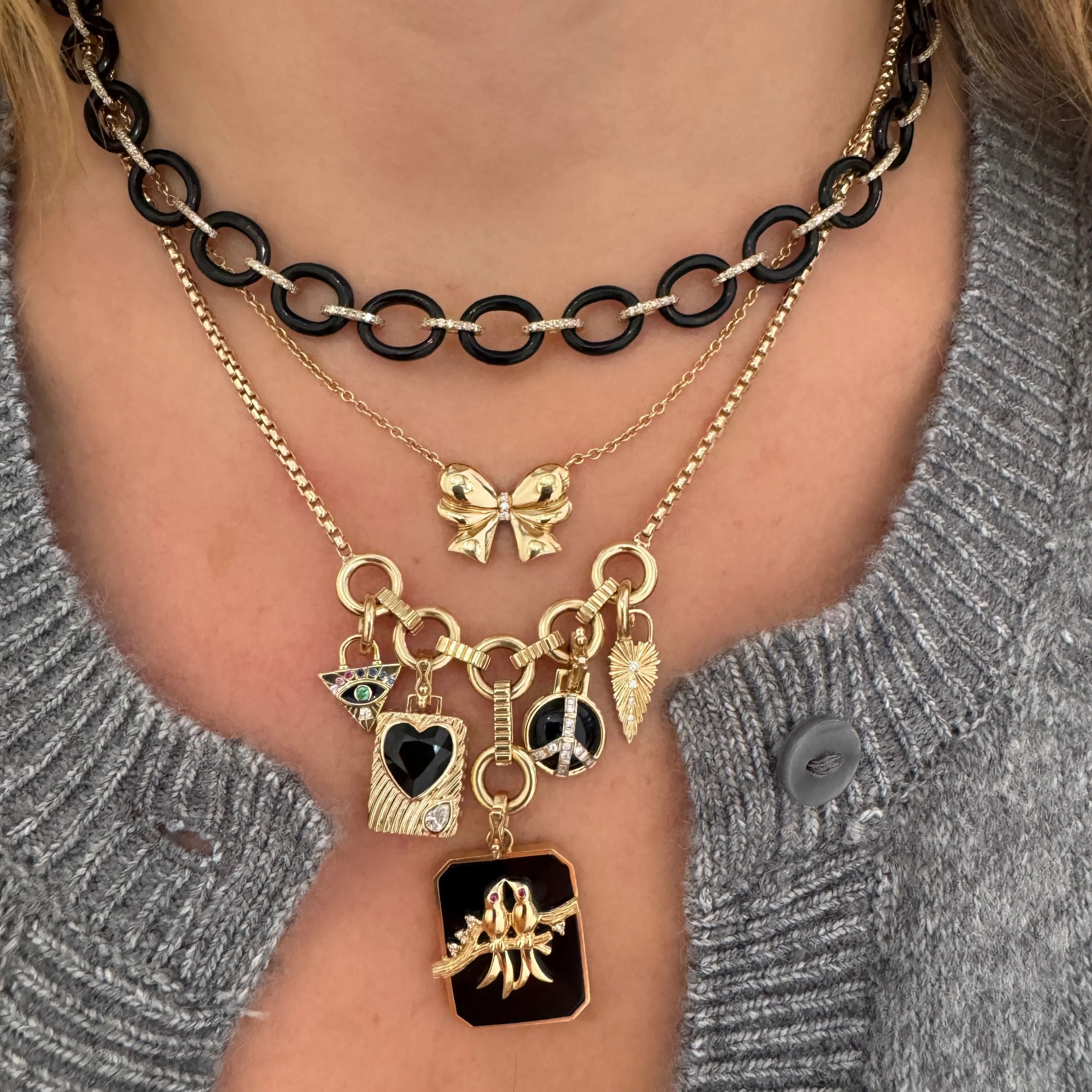Carved Gemstone Chain Necklace