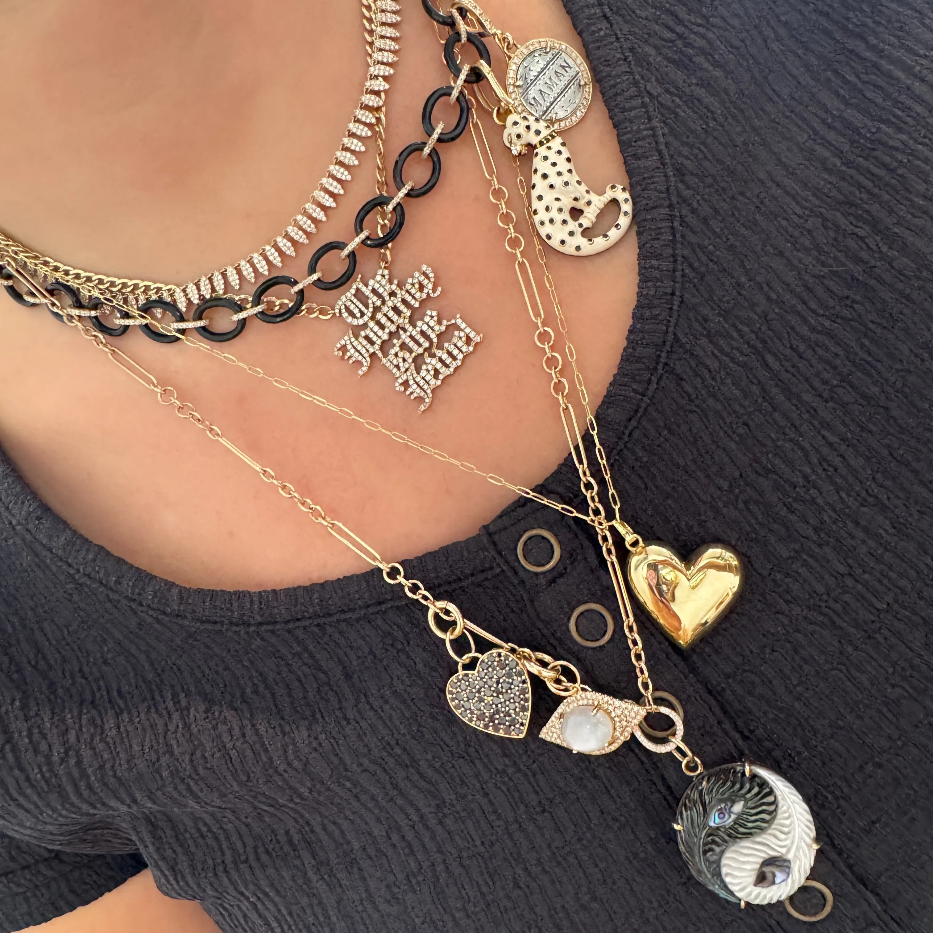 Carved Gemstone Chain Necklace