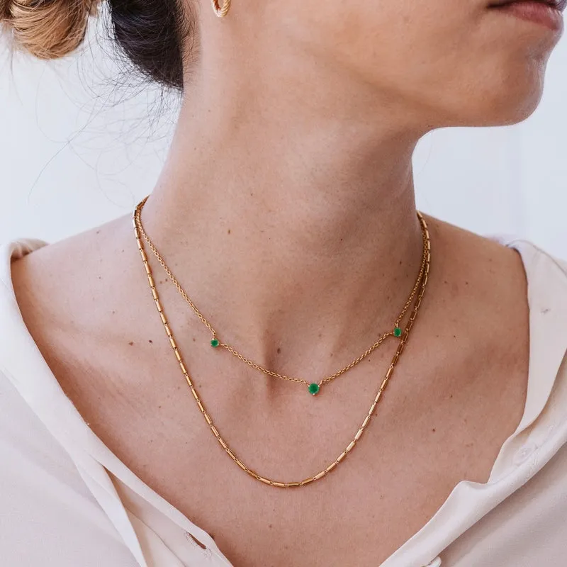 Celestial Necklace, Green Onyx, Silver