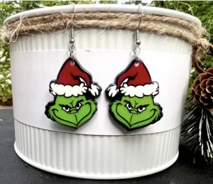 Christmas Grinch Dangle Earrings - #8213