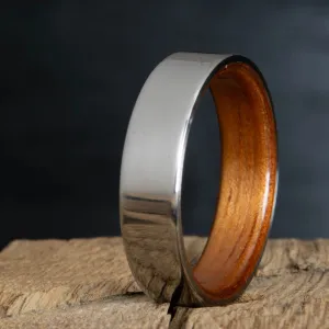 Classic titanium wood lined ring with Koa wood