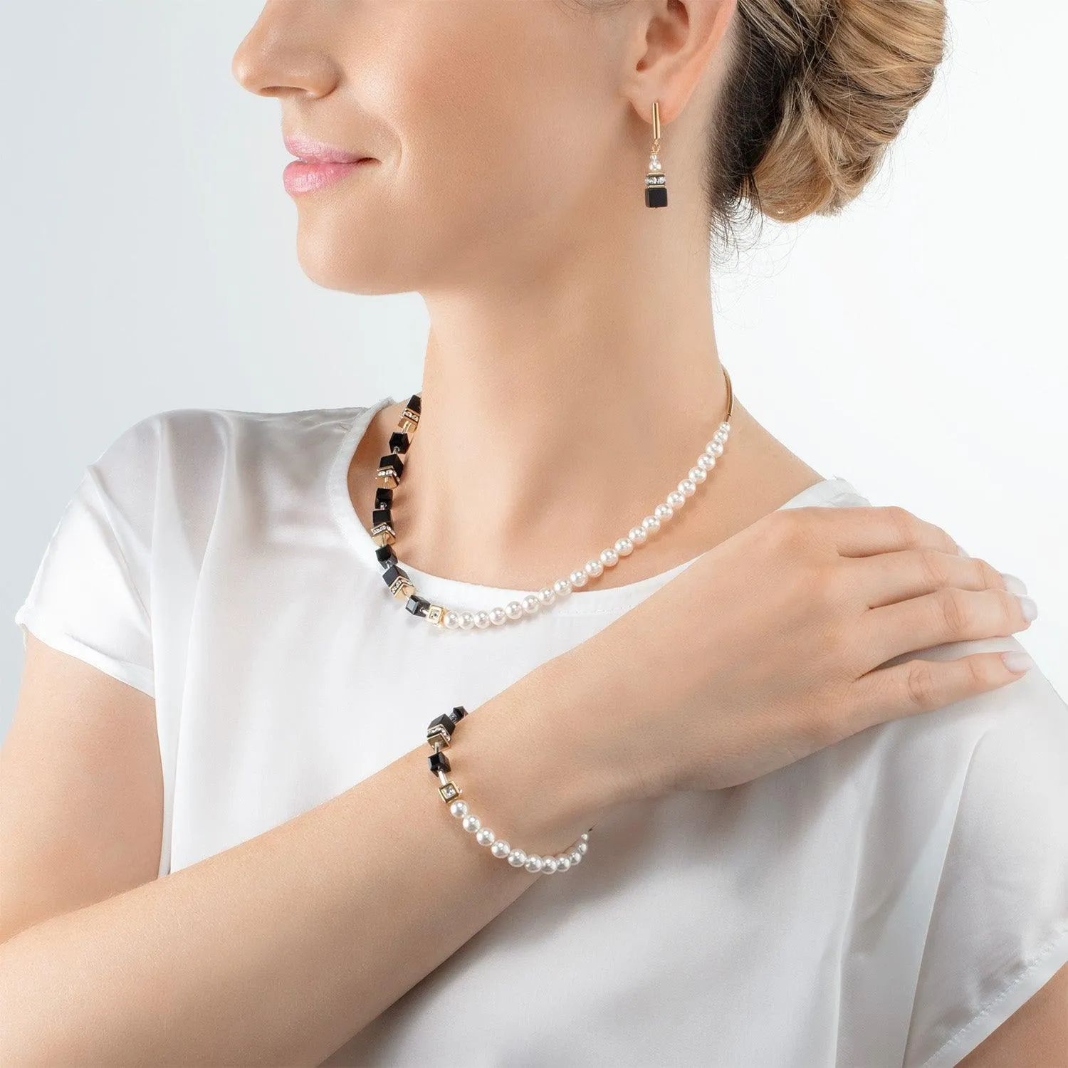 Coeur De Lion Black Gold GEOCUBE® Fusion Pearls Necklace