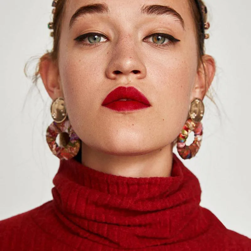 Colorful Dangle Drop Bohemian Cotton Cloth Statement Earring
