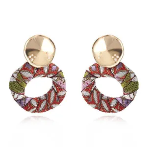 Colorful Dangle Drop Bohemian Cotton Cloth Statement Earring