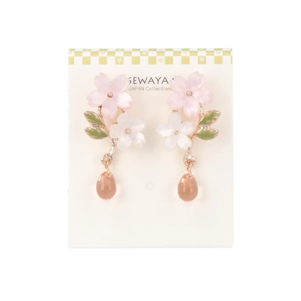 Coloured Sakura Drop Earrings