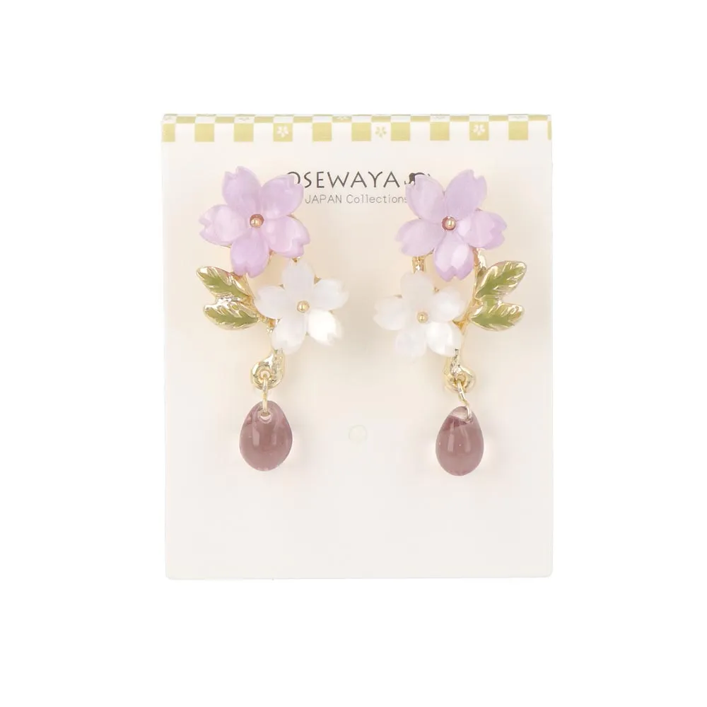 Coloured Sakura Drop Earrings