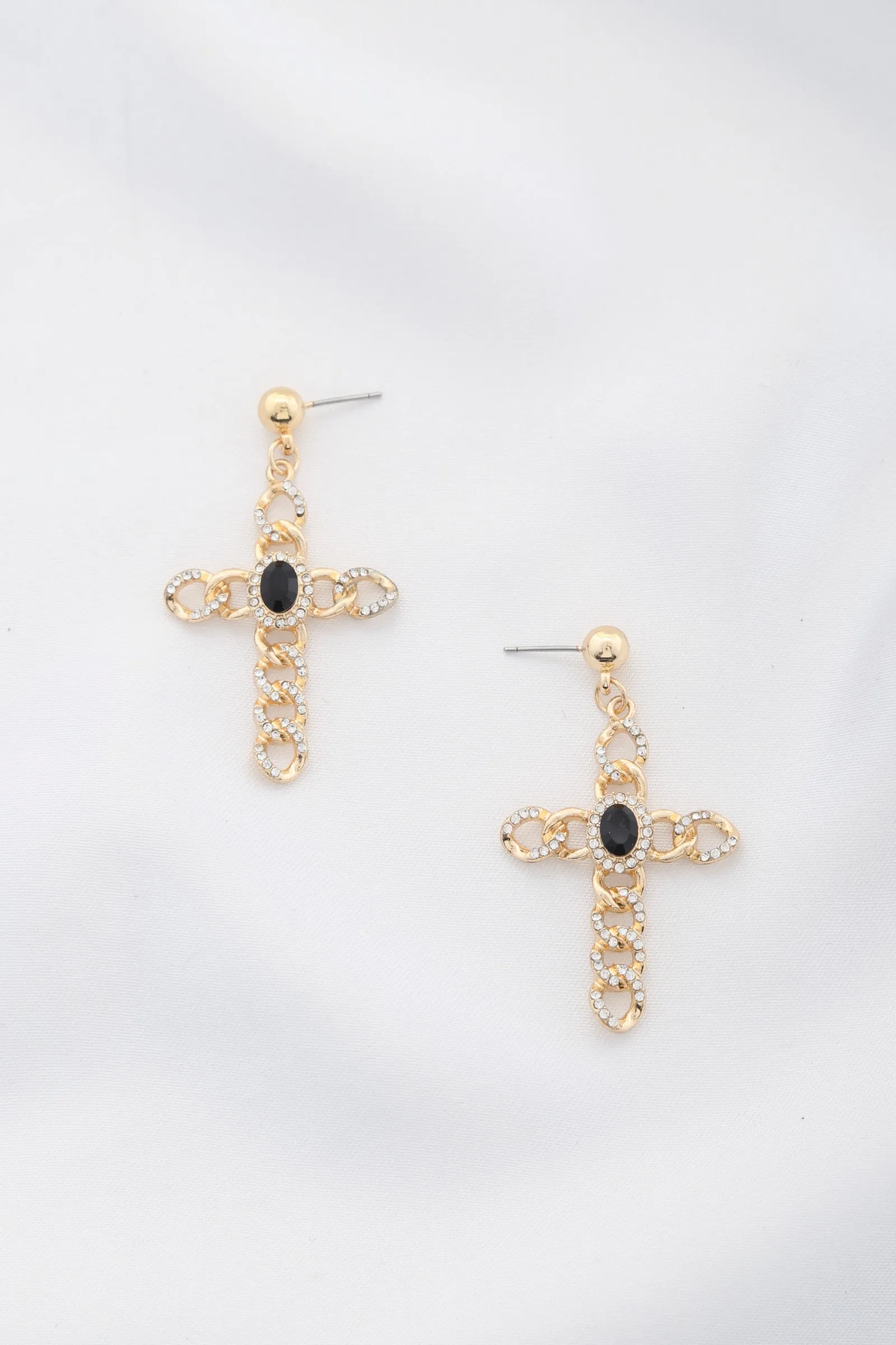 Cross Curb Link Dangle Earring