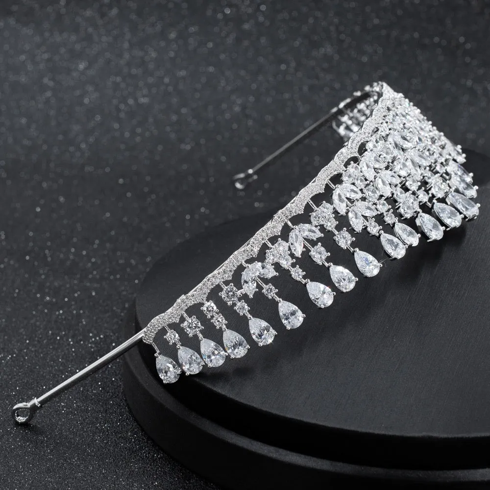 Cubic zircon wedding  bridal royal tiara diadem crown CH10255