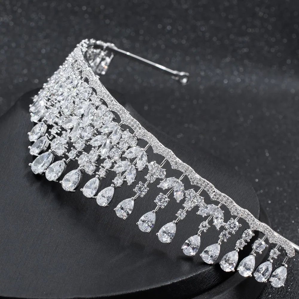 Cubic zircon wedding  bridal royal tiara diadem crown CH10255