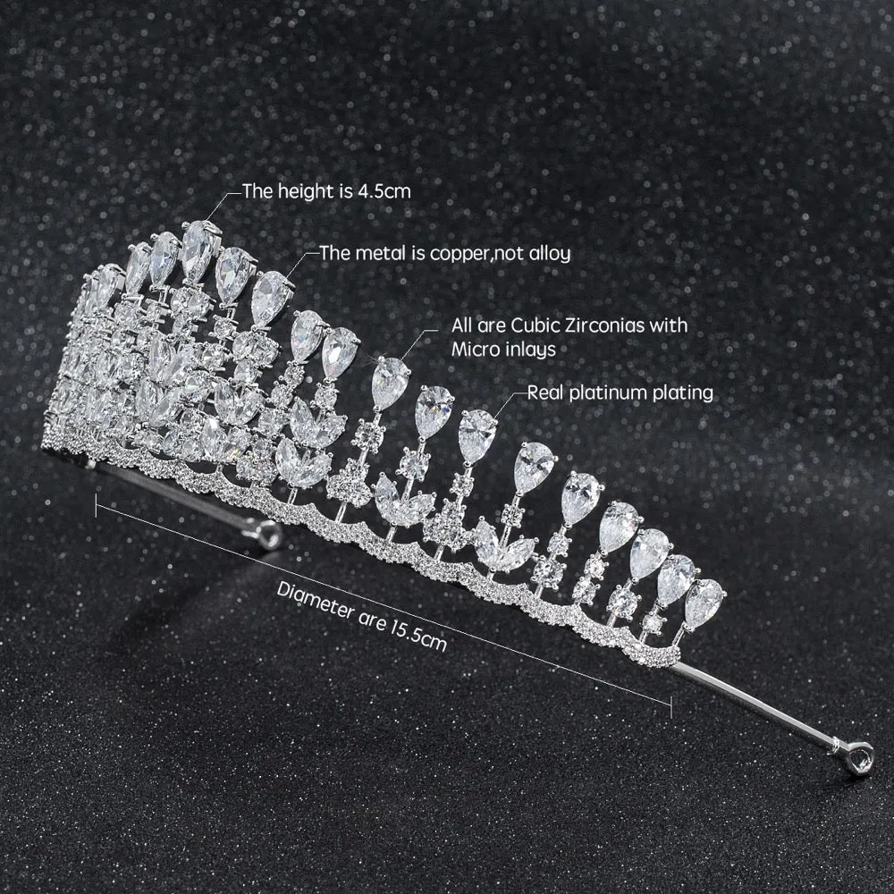Cubic zircon wedding  bridal royal tiara diadem crown CH10255