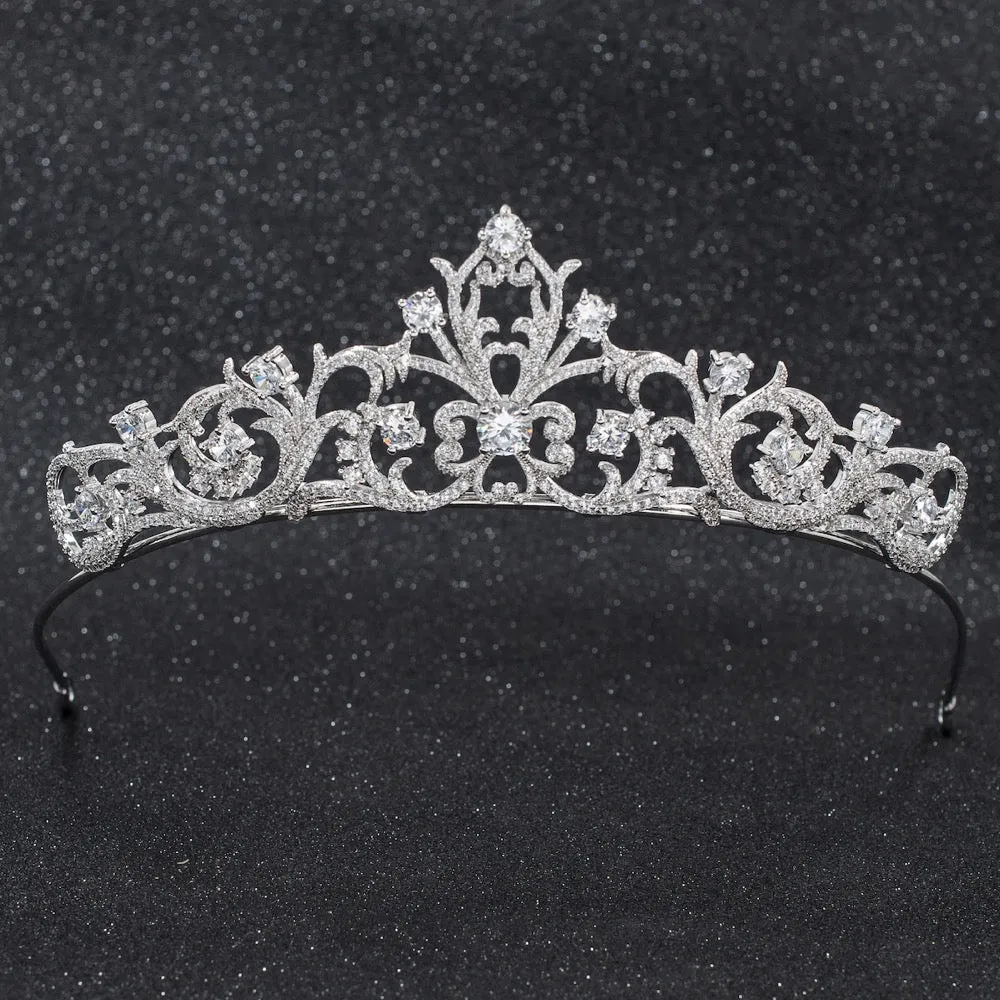 Cubic zircon wedding  bridal royal tiara diadem crown CH10256