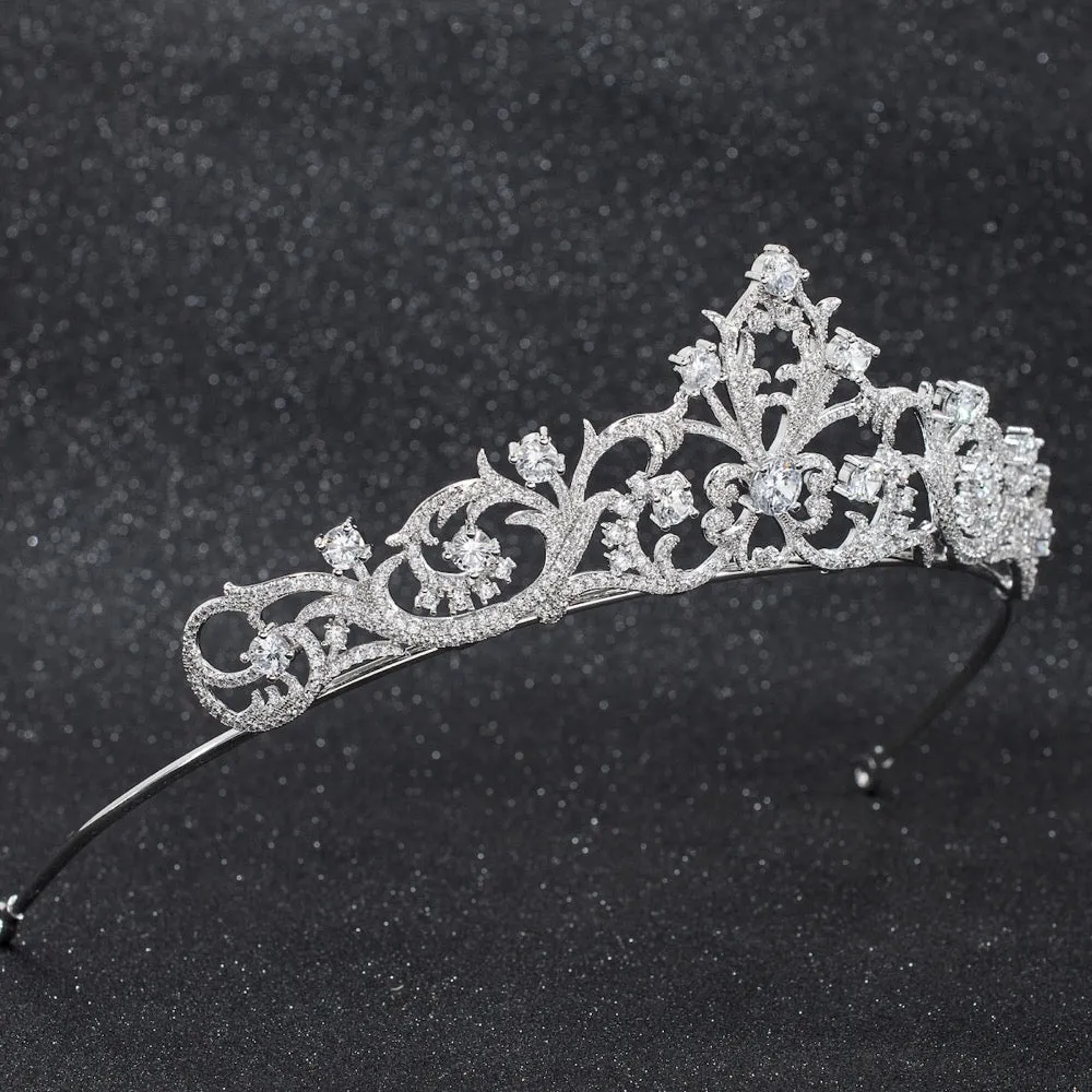 Cubic zircon wedding  bridal royal tiara diadem crown CH10256