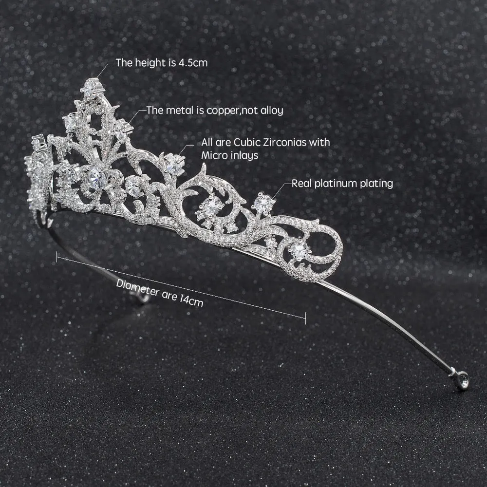 Cubic zircon wedding  bridal royal tiara diadem crown CH10256