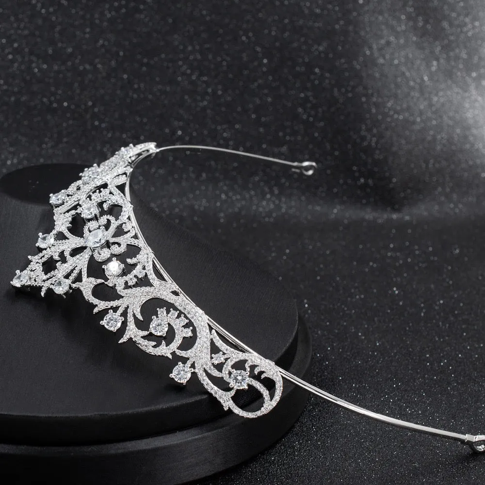 Cubic zircon wedding  bridal royal tiara diadem crown CH10256