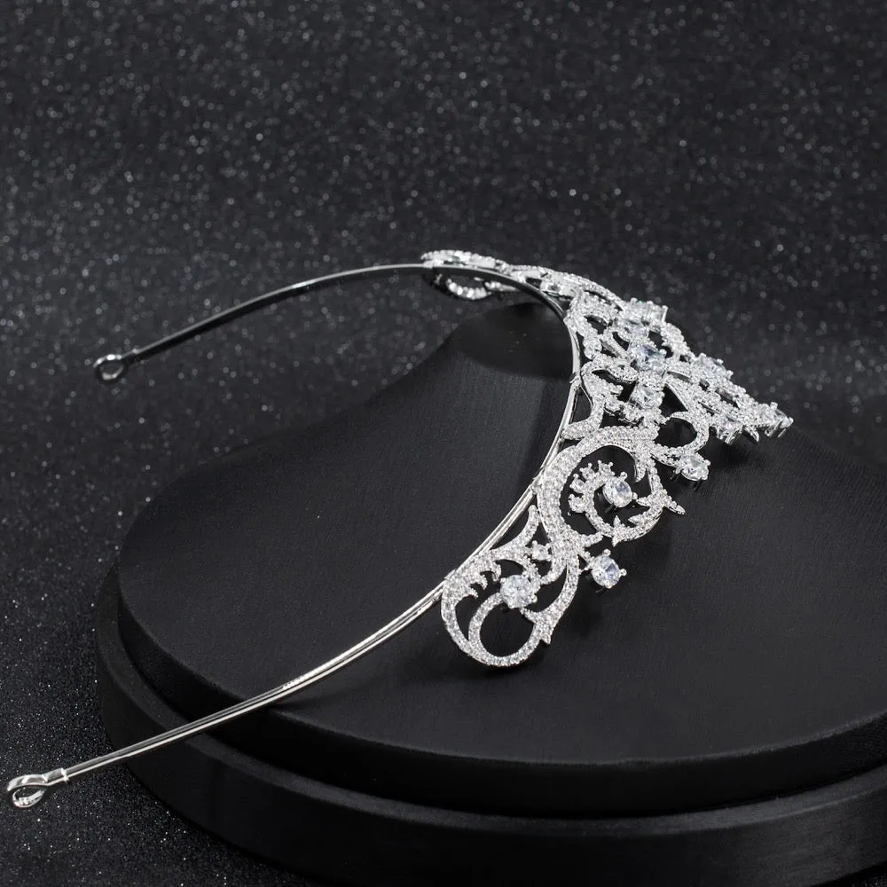 Cubic zircon wedding  bridal royal tiara diadem crown CH10256