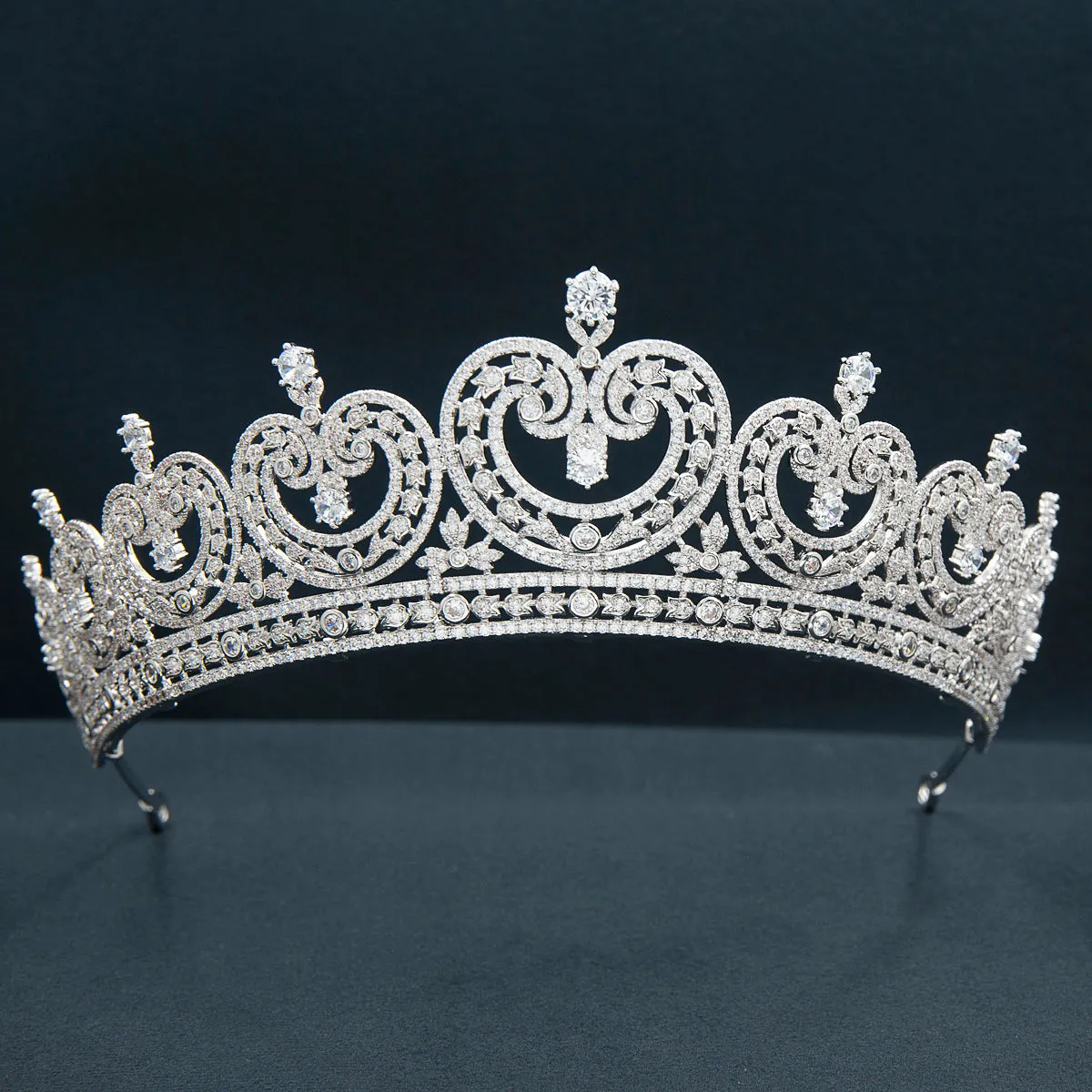 Cubic Zirconia Classic Tiara for Wedding,Princess Crystal Tiaras Diadem for Bride CH10370