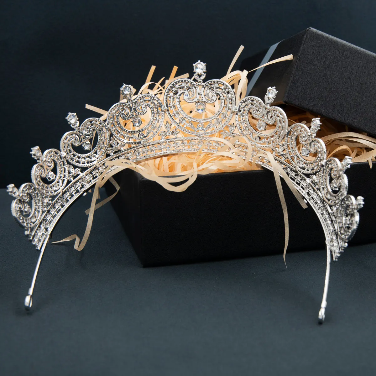 Cubic Zirconia Classic Tiara for Wedding,Princess Crystal Tiaras Diadem for Bride CH10370