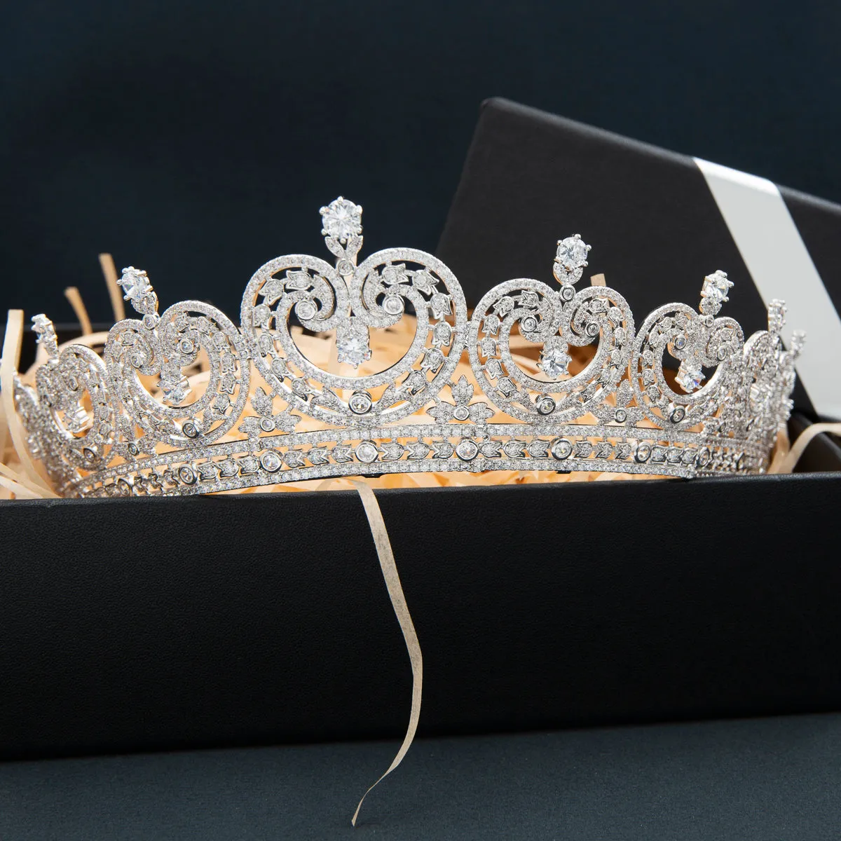 Cubic Zirconia Classic Tiara for Wedding,Princess Crystal Tiaras Diadem for Bride CH10370