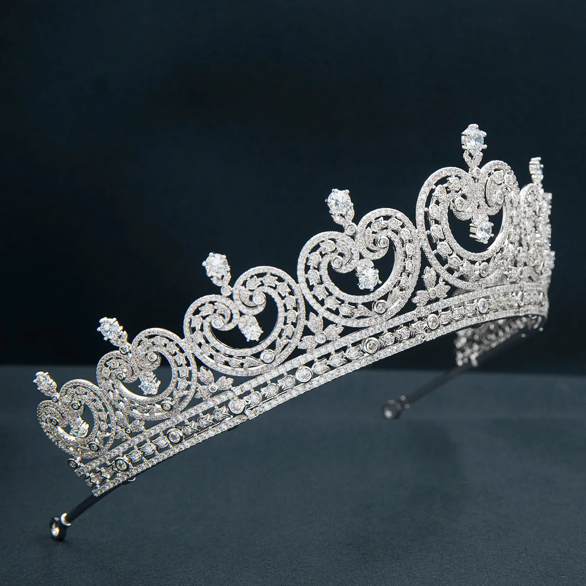 Cubic Zirconia Classic Tiara for Wedding,Princess Crystal Tiaras Diadem for Bride CH10370