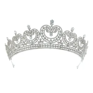 Cubic Zirconia Classic Tiara for Wedding,Princess Crystal Tiaras Diadem for Bride CH10370