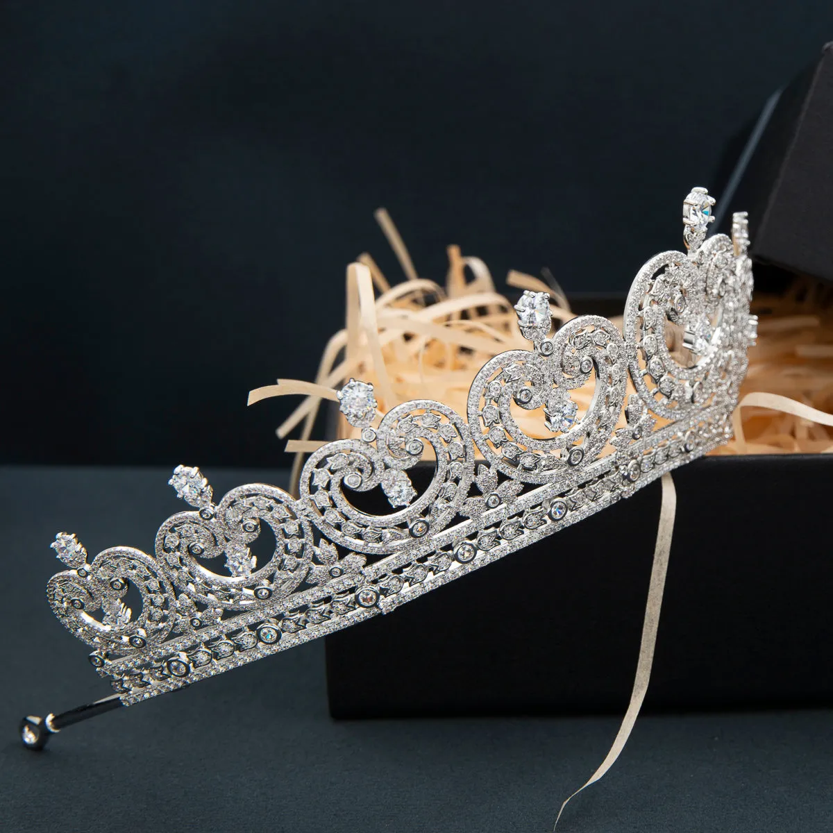 Cubic Zirconia Classic Tiara for Wedding,Princess Crystal Tiaras Diadem for Bride CH10370