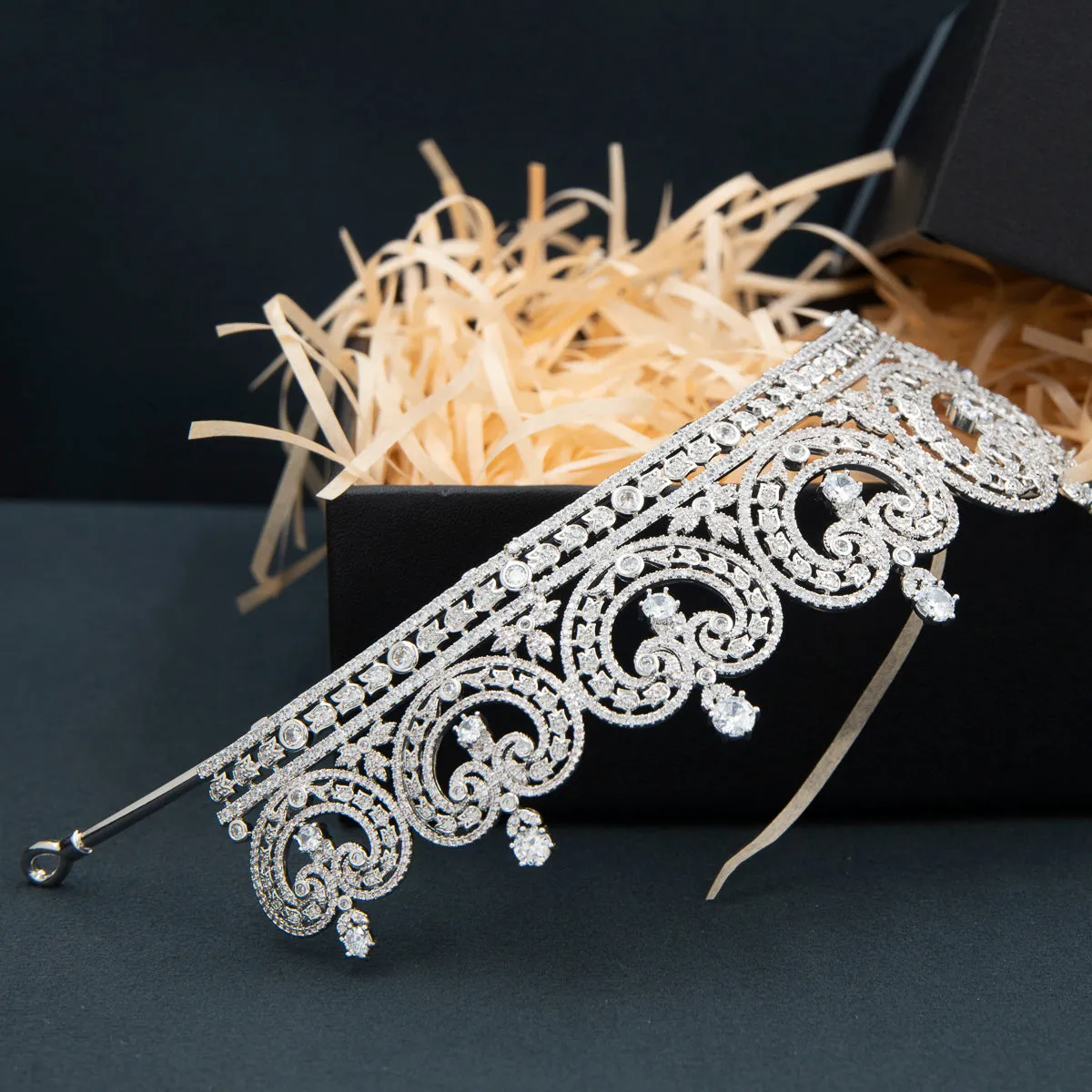 Cubic Zirconia Classic Tiara for Wedding,Princess Crystal Tiaras Diadem for Bride CH10370